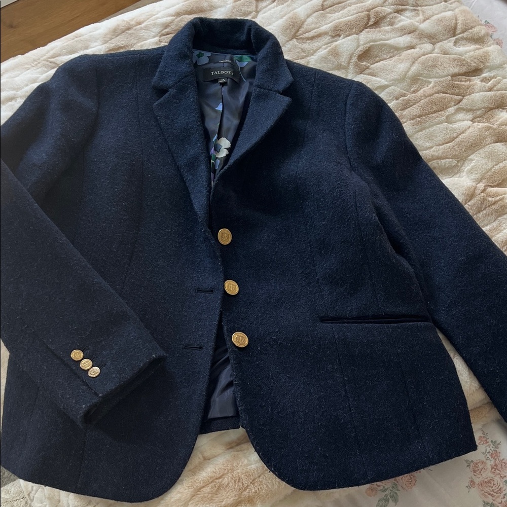 Talbots Dark Blue Jacket with Gold Accents